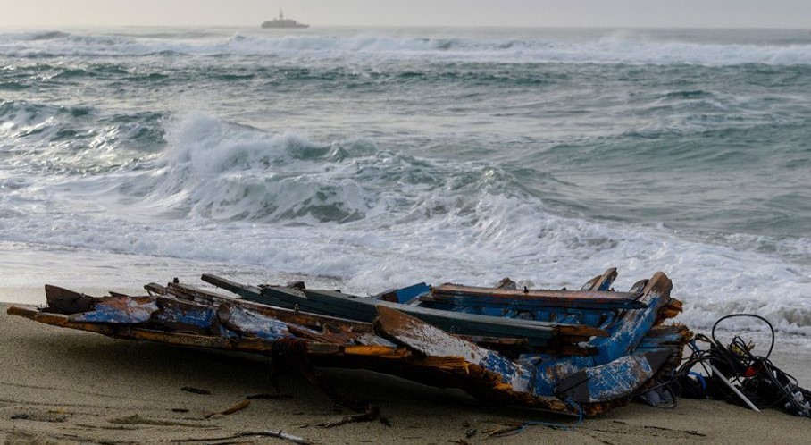 Wrecked boat on the shore